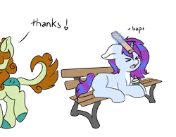 Size: 3998x3104 | Tagged: safe, artist:noxi1_48, derpibooru import, oc, unofficial characters only, kirin, pony, bench, daily dose of friends, image, magic, png, simple background, telekinesis, transparent background