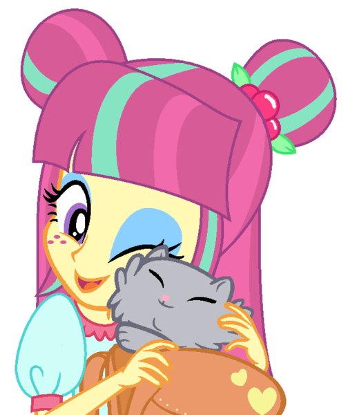 Size: 659x784 | Tagged: safe, artist:sarahalen, derpibooru import, sour sweet, cat, human, equestria girls, friendship games, alternate universe, base used, female, image, kitten, png, role reversal, simple background, solo, white background