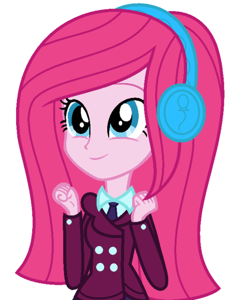 Size: 616x784 | Tagged: safe, artist:sarahalen, derpibooru import, pinkie pie, human, equestria girls, friendship games, alternate universe, base used, clothes, crystal prep academy uniform, female, headphones, image, png, role reversal, school uniform, simple background, solo, white background