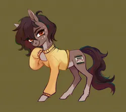 Size: 2200x1951 | Tagged: safe, artist:weird--fish, derpibooru import, oc, unofficial characters only, earth pony, pony, art trade, clothes, image, jpeg, simple background, smiling, solo, sweater