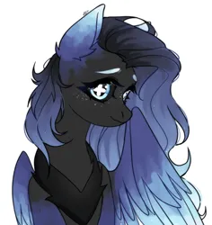 Size: 2040x2160 | Tagged: safe, artist:ruru_01, derpibooru import, oc, unofficial characters only, pegasus, pony, bust, commission, image, long hair, long mane, looking at you, png, portrait, simple background, smiling, smiling at you, solo, white background, wings