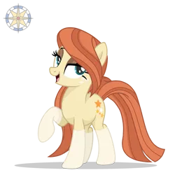 Size: 2501x2501 | Tagged: safe, artist:lavender-bases, artist:r4hucksake, derpibooru import, oc, oc:frazzle, unofficial characters only, earth pony, pony, base used, bedroom eyes, coat markings, eyeshadow, female, freckles, image, long mane, long tail, looking at you, makeup, mare, png, raised hoof, simple background, smiling, smiling at you, socks (coat marking), solo, tail