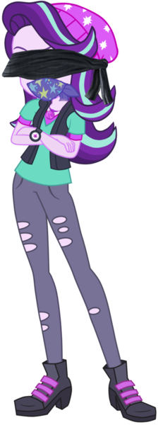 Size: 1526x3968 | Tagged: safe, artist:orin331, artist:rodan00, derpibooru import, edit, vector edit, starlight glimmer, human, equestria girls, beanie, beanie hat, blindfold, boots, clothes, crossed arms, eyebrows, female, gag, hat, high res, image, jewelry, legs, looking at you, magical geodes, necklace, pants, png, ripped pants, shoes, simple background, smiling, smiling at you, solo, torn clothes, transparent background, vector, watch, wristwatch