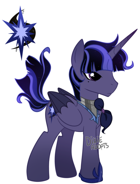 Size: 2534x3323 | Tagged: safe, artist:dixieadopts, derpibooru import, oc, oc:night sky, alicorn, pony, image, male, offspring, parent:king sombra, parent:twilight sparkle, parents:twibra, png, simple background, solo, stallion, transparent background