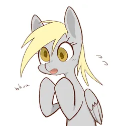 Size: 1971x2010 | Tagged: safe, artist:noupu, derpibooru import, derpy hooves, pegasus, pony, emanata, female, image, jpeg, mare, open mouth, plewds, simple background, solo, white background