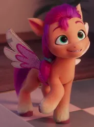 Size: 335x455 | Tagged: safe, derpibooru import, screencap, sunny starscout, earth pony, pony, g5, my little pony: a new generation, cropped, fake wings, female, filly, foal, image, png, solo