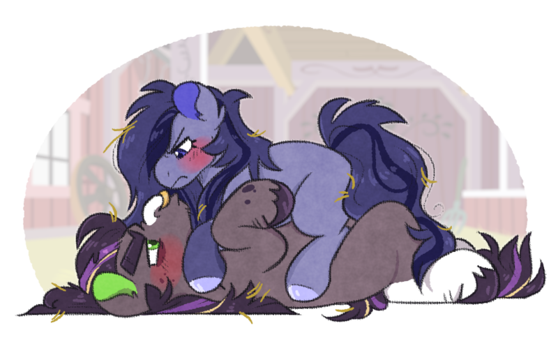 Size: 920x570 | Tagged: safe, artist:queerhorses, derpibooru import, oc, oc:newsworthy, oc:smoke tree, unofficial characters only, earth pony, pony, female, image, magical lesbian spawn, male, mare, offspring, parent:applejack, parent:rarity, parents:rarijack, png, stallion