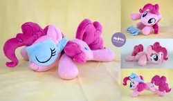 Size: 2000x1166 | Tagged: safe, artist:meplushyou, derpibooru import, pinkie pie, pony, image, irl, jpeg, photo, plushie, sleep mask, solo