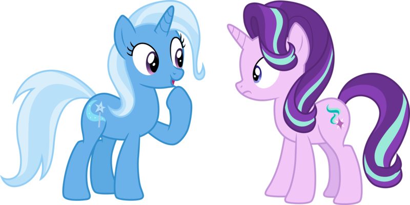 Size: 6000x3000 | Tagged: safe, artist:cloudy glow, derpibooru import, starlight glimmer, trixie, pony, unicorn, a horse shoe-in, .ai available, image, png, simple background, transparent background, vector