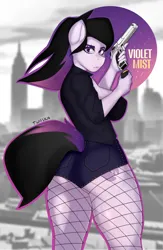 Size: 2080x3200 | Tagged: suggestive, alternate version, artist:twa1kaart, derpibooru import, oc, oc:violet mist, anthro, desert eagle, grand theft auto, gun, handgun, image, liberty city, pistol, png, solo, weapon