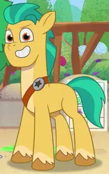 Size: 495x795 | Tagged: safe, derpibooru import, screencap, hitch trailblazer, earth pony, pony, g5, my little pony: tell your tale, cropped, image, lost in translation (episode), male, png, solo, stallion