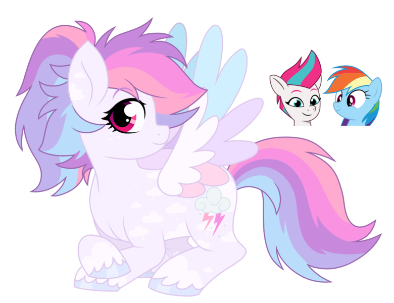 Size: 1598x1230 | Tagged: safe, artist:unoriginai, derpibooru import, rainbow dash, zipp storm, oc, pegasus, g5, image, magical lesbian spawn, offspring, parent:rainbow dash, parent:zipp storm, pegasus oc, png, simple background, transparent background, wings