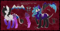 Size: 6000x3200 | Tagged: safe, artist:cresentmadness, derpibooru import, oc, oc:cosmic atom (sparkplug), unofficial characters only, demon, original species, pegasus, closed species, colored wings, eternal chaos, exoskeleton, hybrid oc, image, multicolored wings, nagantakue, png, reference sheet, runes, wings