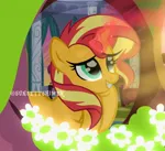 Size: 1080x984 | Tagged: safe, derpibooru import, sunset shimmer, pony, unicorn, equestria girls, female, glow, glowing horn, horn, image, jpeg, solo