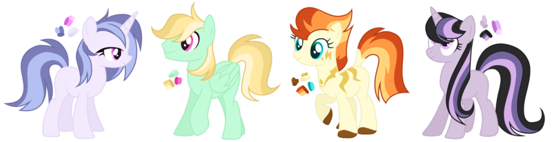 Size: 4656x1206 | Tagged: safe, artist:monochrome-sunsets, derpibooru import, oc, unofficial characters only, earth pony, pegasus, pony, unicorn, base used, image, male, parent:daring do, parent:daringbreeze, parent:limestone pie, parent:octavia melody, parent:spitfire, parent:twilight sparkle, parent:vinyl scratch, parent:zecora, parent:zephyr breeze, parents:twitavia, png, simple background, stallion, transparent background