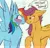 Size: 2048x1986 | Tagged: safe, artist:sp00nfu10fsuga, derpibooru import, rainbow dash, scootaloo, 2023, blushing, dialogue, duo, female, floppy ears, frown, heart, image, jpeg, lesbian, lidded eyes, looking at someone, looking away, older, older scootaloo, scootadash, shipping, simple background, smiling, spread wings, standing, white background, wingboner, wings