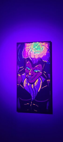 Size: 1816x4032 | Tagged: safe, artist:littleblackraencloud, derpibooru import, part of a set, lord tirek, centaur, taur, blacklight, bust, evil grin, glow-in-the-dark, grin, image, jpeg, magic, nose piercing, nose ring, piercing, portrait, smiling, solo