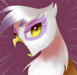 Size: 2160x2100 | Tagged: safe, artist:andromedasparkz, gilda, gryphon, angry, beak, bust, female, frown, image, jpeg, looking at you, open beak, open mouth, solo