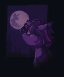 Size: 801x954 | Tagged: safe, artist:girl-bug 925, derpibooru import, twilight sparkle, pony, unicorn, broken horn, bust, frown, horn, image, jpeg, mare in the moon, moon, solo