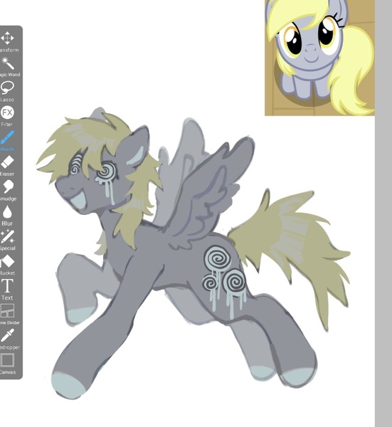 Size: 1139x1241 | Tagged: safe, artist:girl-bug 925, derpibooru import, derpy hooves, screwball, pegasus, pony, flying, image, jpeg, open mouth, simple background, smiling, solo, spread wings, white background, wings