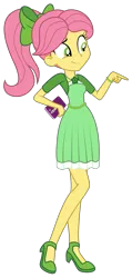 Size: 2181x4587 | Tagged: safe, artist:lhenao, derpibooru import, posey (g5), human, equestria girls, g5, my little pony: tell your tale, bow, clothes, dress, equestria girls-ified, female, hair bow, high heels, high res, image, phone, png, shoes, simple background, smiling, smirk, solo, transparent background