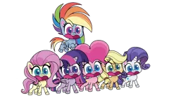 Size: 750x421 | Tagged: safe, artist:milankow01, derpibooru import, applejack, fluttershy, pinkie pie, rainbow dash, rarity, twilight sparkle, twilight sparkle (alicorn), alicorn, earth pony, pegasus, pony, unicorn, my little pony: pony life, spoiler:pony life s02e08, bubble trouble, female, image, mane six, mare, png, simple background, surprised, transparent background