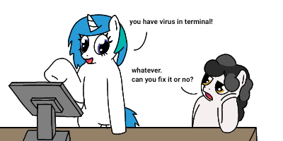 Size: 400x200 | Tagged: safe, anonymous artist, oc, oc:compushka, oc:pon-pushka, unofficial characters only, earth pony, pony, unicorn, /mlp/, 4chan, computer, dialogue, duo, female, image, male, mare, png, simple background, stallion, table, white background