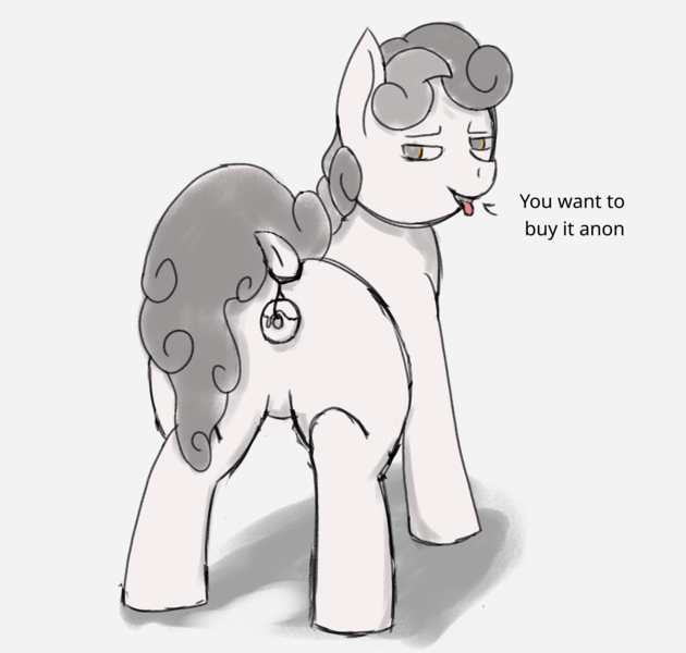 Size: 2105x2006 | Tagged: suggestive, anonymous artist, oc, oc:pon-pushka, unofficial characters only, earth pony, pony, /mlp/, 4chan, dialogue, donut, featureless crotch, food, image, implied ponut, male, png, presenting, shadow, simple background, smug, solo, stallion, tongue out, white background