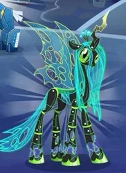 Size: 287x395 | Tagged: safe, derpibooru import, queen chrysalis, changeling, changeling queen, robot, cropped, female, gameloft, image, jpeg, my little pony: magic princess, robot changeling, roboticization