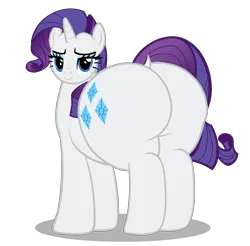 Size: 6400x6295 | Tagged: suggestive, artist:duskyzombie, derpibooru import, rarity, pony, unicorn, absurd resolution, bedroom eyes, butt, cute, female, image, large butt, lidded eyes, looking at you, mare, plot, plump, png, rearity, simple background, solo, the ass was fat, transparent background