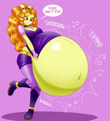 Size: 3000x3300 | Tagged: suggestive, artist:molotco, derpibooru import, adagio dazzle, human, equestria girls, :t, abdominal bulge, belly, belly button, belly expansion, big belly, big breasts, blushing, breasts, busty adagio dazzle, commission, emanata, female, growth, huge belly, image, png, solo, solo female, sweat, sweatdrop