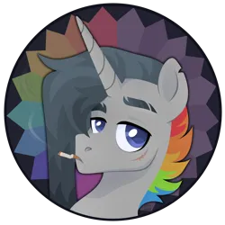 Size: 3000x3000 | Tagged: safe, artist:kabuvee, derpibooru import, oc, oc:ian, pony, unicorn, bust, cigarette, image, male, png, portrait, scar, solo, stallion