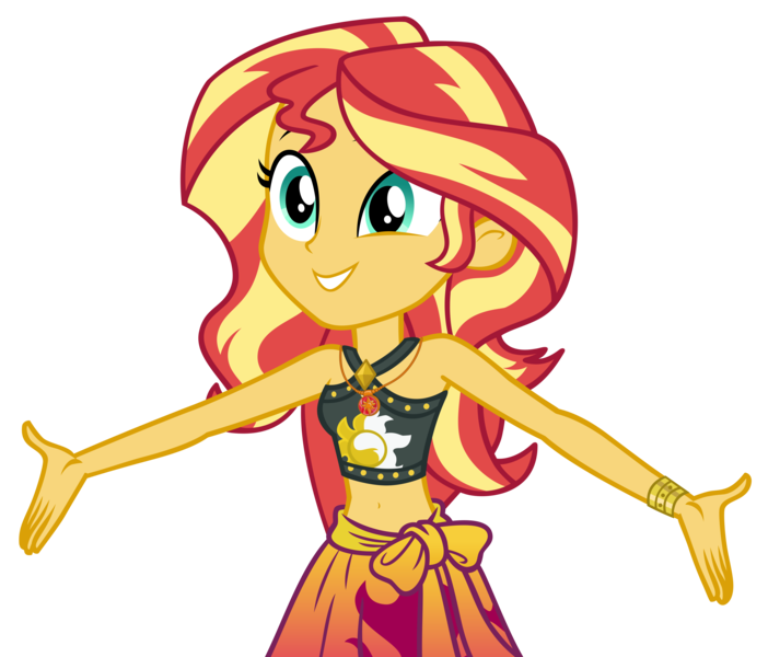 Size: 10920x9333 | Tagged: safe, artist:andoanimalia, derpibooru import, sunset shimmer, equestria girls, equestria girls series, x marks the spot, absurd resolution, belly button, bikini, clothes, female, geode of empathy, high res, image, magical geodes, png, sarong, simple background, solo, swimsuit, transparent background, vector
