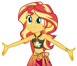 Size: 10920x9333 | Tagged: safe, artist:andoanimalia, derpibooru import, sunset shimmer, equestria girls, equestria girls series, x marks the spot, absurd resolution, belly button, bikini, clothes, female, geode of empathy, high res, image, magical geodes, png, sarong, simple background, solo, swimsuit, transparent background, vector