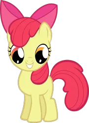 Size: 2000x2755 | Tagged: safe, color edit, derpibooru import, edit, editor:catachromatic, apple bloom, earth pony, pony, .svg available, colored, eyes open, female, filly, foal, g4, grin, image, png, simple background, smiling, solo, standing, transparent background, vector