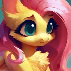 Size: 1536x1536 | Tagged: safe, derpibooru import, machine learning generated, stable diffusion, fluttershy, pegasus, pony, ai content, big eyes, detailed hair, ear fluff, fluffy, generator:purplesmart.ai, green eyes, image, jpeg, pink mane, prompter:saltyvity, solo