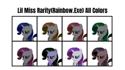 Size: 2560x1440 | Tagged: safe, derpibooru import, rarity, color, colored, colors, creepy, creepy ponies, creepypasta, fan made, image, lil miss rarity, my little pony, png, rainbow.exe