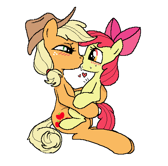 Size: 541x535 | Tagged: questionable, artist:myra, derpibooru import, apple bloom, applejack, earth pony, pony, age difference, apple sisters, applecest, bloomjack, blushing, drool, duo, duo female, embrace, female, filly, floating heart, foal, foalcon, french kiss, heart, heart pounding, holding, image, incest, kiss on the lips, kissing, lesbian, love, mare, mare on filly, png, shipping, siblings, simple background, sisters, sitting on lap, size difference, story included, sweat, underage, white background