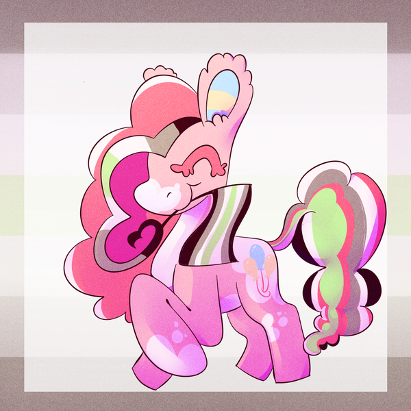 Size: 1000x1000 | Tagged: safe, artist:sugvr_alien, derpibooru import, pinkie pie, earth pony, pony, agender, agender pride flag, alternate design, dyed mane, image, png, pride, pride flag, redesign, solo