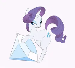 Size: 1000x913 | Tagged: safe, artist:hidden-cat, derpibooru import, rarity, pony, unicorn, bipedal, bipedal leaning, diamond, female, image, jpeg, leaning, looking at you, simple background, solo, solo female, white background