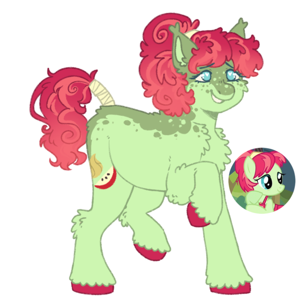 Size: 1000x1000 | Tagged: safe, artist:kazmuun, derpibooru import, apple dumpling, pony, alternate design, apple family member, image, png, simple background, solo, transparent background