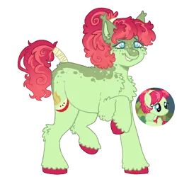 Size: 1000x1000 | Tagged: safe, artist:kazmuun, derpibooru import, apple dumpling, pony, alternate design, apple family member, image, png, simple background, solo, transparent background