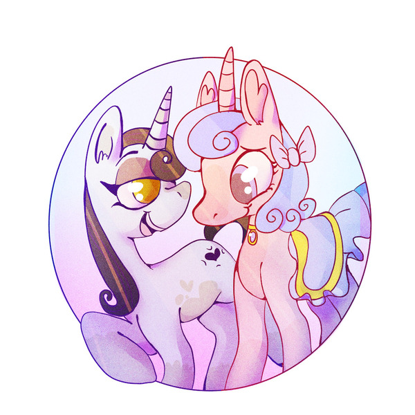 Size: 1000x1000 | Tagged: safe, artist:sugvr_alien, derpibooru import, moonlight raven, royal ribbon, pony, unicorn, crack shipping, duo, female, image, jpeg, lesbian, shipping, simple background, white background