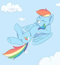 Size: 1100x1200 | Tagged: safe, artist:imaplatypus, derpibooru import, rainbow dash, cloud, eyes closed, flying, grin, image, png, sky, smiling, solo