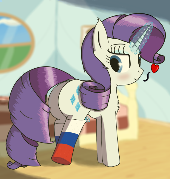 Size: 4065x4280 | Tagged: safe, artist:raritymylove, derpibooru import, rarity, pony, unicorn, blurry background, blushing, chest fluff, clothes, derpibooru exclusive, ear fluff, heart, heart eyes, hoof heart, image, magic, morning, png, russia, smiling, socks, solo, underhoof, wingding eyes