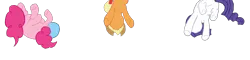 Size: 1280x308 | Tagged: safe, artist:benpictures1, artist:chedx, derpibooru import, applejack, pinkie pie, rarity, earth pony, pony, unicorn, comic:the storm kingdom, my little pony: the movie, applejack's hat, balloonbutt, butt, cowboy hat, female, hat, helmet, image, implied tempest shadow, mare, png, rearity, trio, upside down