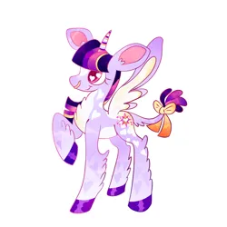 Size: 1000x1000 | Tagged: safe, artist:sugvr_alien, derpibooru import, twilight sparkle, twilight sparkle (alicorn), alicorn, cow, cow pony, pony, bow, image, nose piercing, nose ring, piercing, png, simple background, solo, species swap, tail, tail bow, white background