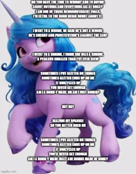 Size: 500x639 | Tagged: safe, derpibooru import, izzy moonbow, pony, unicorn, g5, basket case, green day, image, jpeg, lyrics, simple background, solo, text, white background