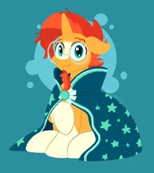 Size: 2278x2556 | Tagged: safe, artist:sodapoptisms, derpibooru import, sunburst, pony, unicorn, g4, :3, coat markings, cute, glasses, image, looking at you, png, sitting, smiling, socks (coat marking), solo, sunbetes