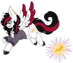 Size: 1734x1508 | Tagged: safe, artist:glitteringpeachy, artist:glitterpeach, derpibooru import, oc, oc:salem luna asra, unofficial characters only, pegasus, beauty mark, clothes, image, pegasus oc, png, punk, red and black oc, wings